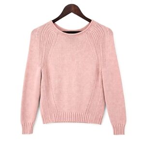 J. Crew Roll Neck Baby Pink Fisherman Sweater Small S Cotton Nylon Knit Top